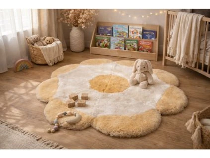 Dywanik w kwiatuszki żółty