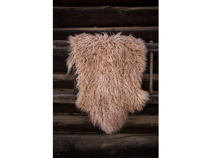 Skóra owcza, beżowa, kręcony włos