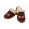Brązowe klapki damskie z owczej wełny