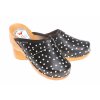 Drewniane buty ortopedyczne w czarne kropki