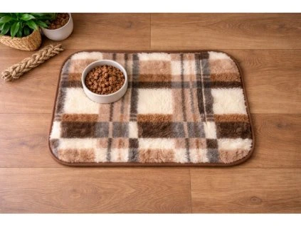 Podloga iz jagnječje volne za hišnega ljubljenčka, rjava kocka