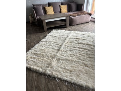 Koberec z ovčích kožušín biely 190x160 cm