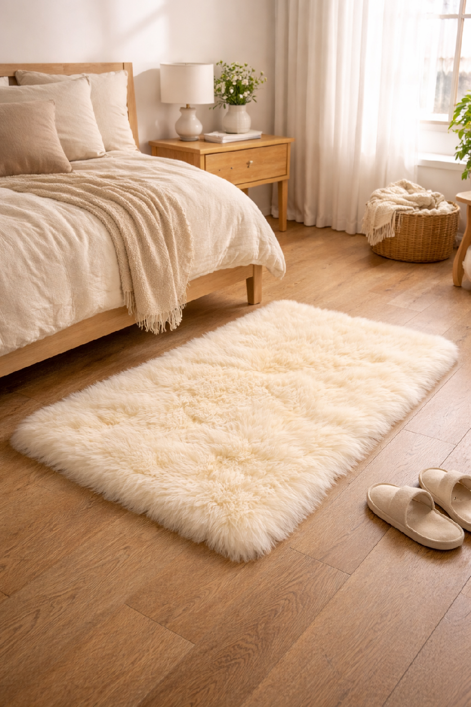 E-shop Koberec z ovčích kožušín biely 100 x 60 cm