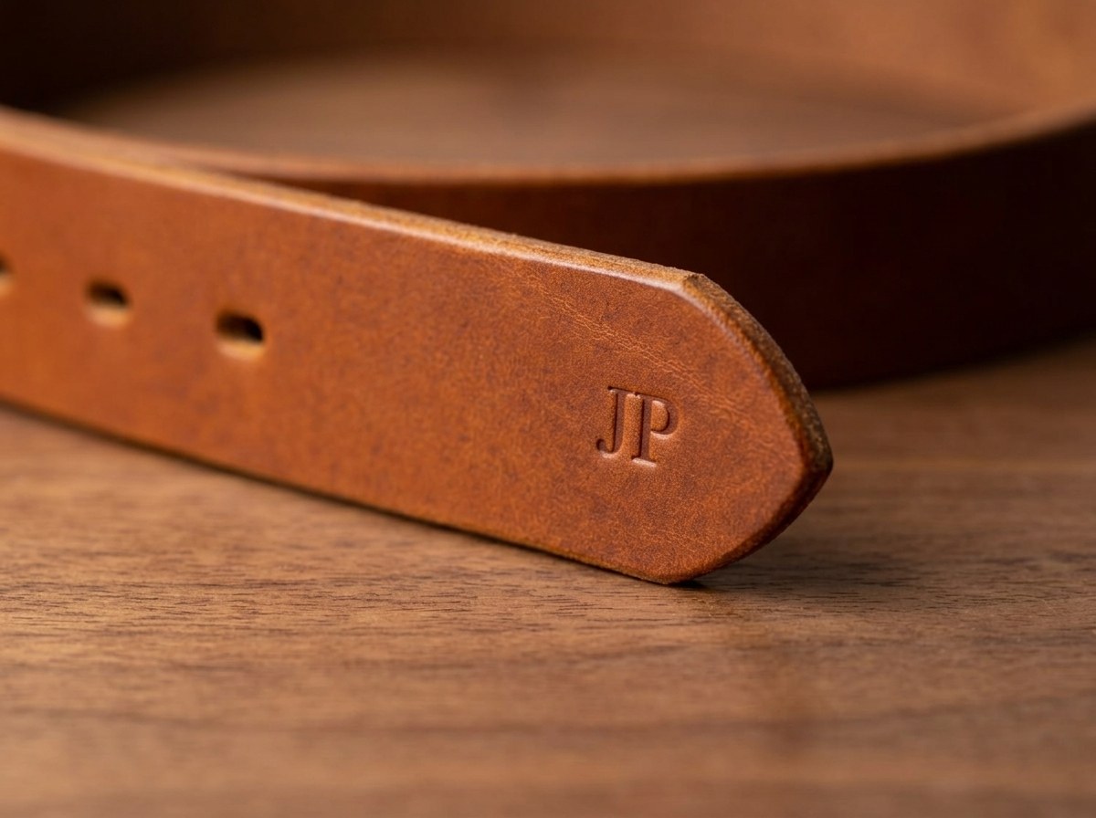 Špice koňakového opasku Lumberjack s decentně vyraženým monogramem