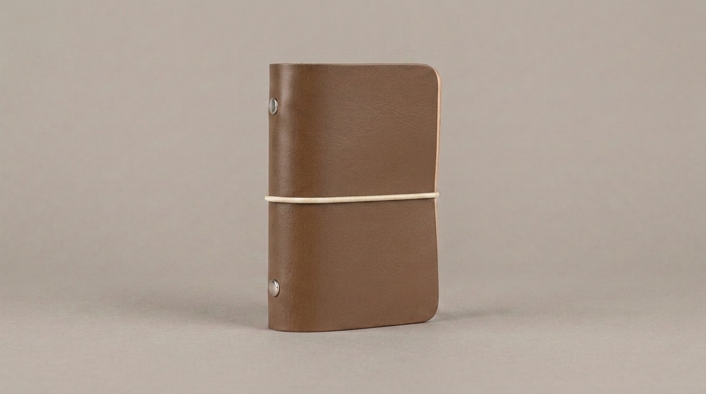 Taupe kožená mini peněženka Pietro stojící na stole