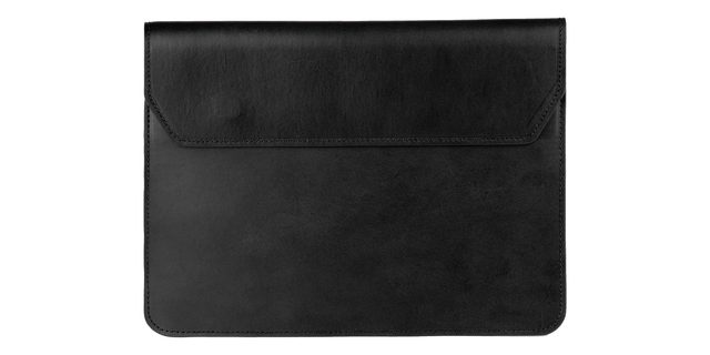 Pouzdro na notebook a tablet — černá kůže Buttero, šití v barvě kůže