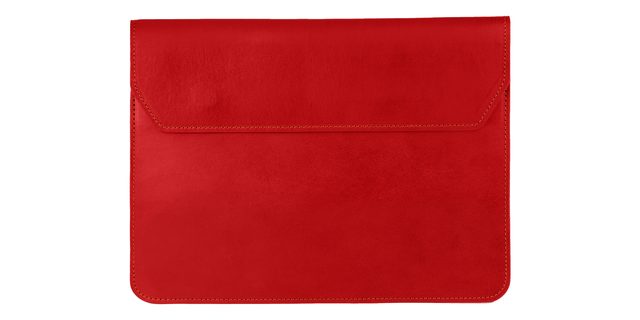 Pouzdro na notebook a tablet — červená kůže Buttero, šití v barvě kůže