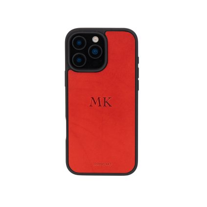 Magsafe Kožený kryt na telefon - červený  Bezpečný kryt na telefon s koženými zády s ražbou.