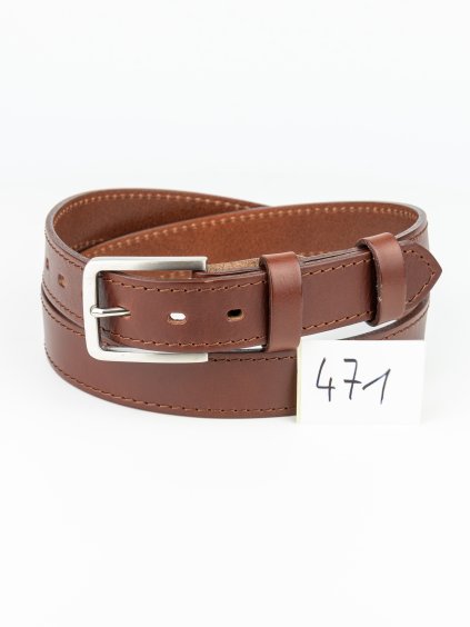 471 Henry opasek - hnědý prošívaný hnědou, ocelová spona, velikost L (Zachraň kůži = více ks)  Univerzální pánský opasek. 1. jakost. Velikost L (na obvod pasu 105 – 120 cm). Délka opasku vč. spony cca 132 cm. Ilustrační fotky a videa,