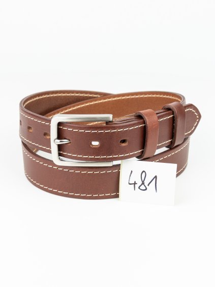 481 Henry opasek - hnědý prošívaný pískovou, ocelová spona, velikost M (Zachraň kůži = více ks)  Univerzální pánský opasek. 1. jakost. Velikost M (na obvod pasu 92 – 107 cm). Délka opasku vč. spony cca 119 cm.