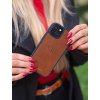 Magsafe Kožený kryt na telefon - koňakový  na více iPhone modelů