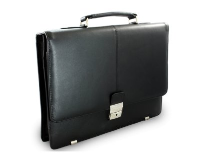 cierna kozena aktovka s jednou velkou vnutornou priehradkou