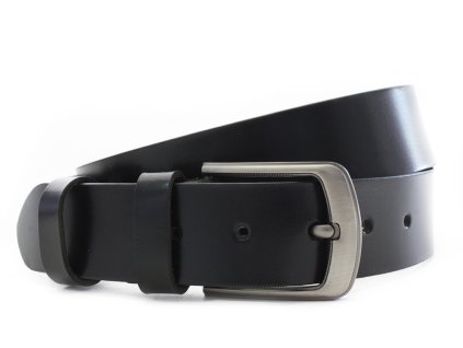 Čierny kožený hladký pánsky opasok 913-5000-0-60-9006-40 (Veľkosť 105 cm)