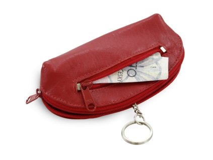 cervena kozena dvojzipsova klucenka 619 0367 31
