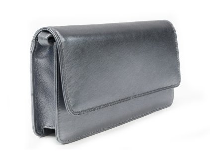 tmavo strieborna kozena listova kabelka s popruhom 214 4071 29