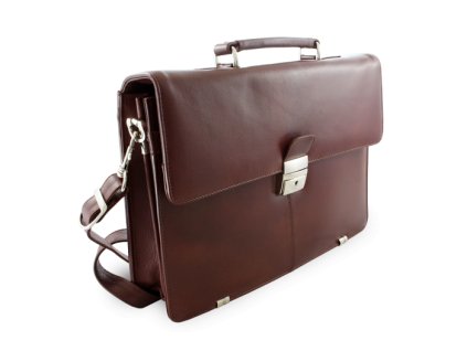 hneda kozena aktovka se dvema vnitrnimi prihradkami