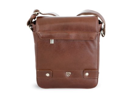 maly hnedy pansky kozeny crossbag s klopnou