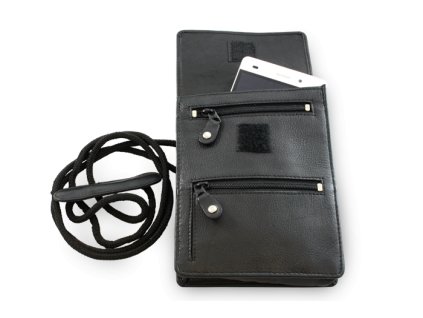 cierne kozene puzdro na doklady s popruhom 611 6108 60