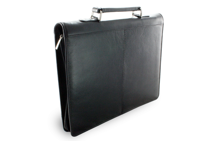 Čierna luxusná kožená zipsová spisovka A4 116-5051-60