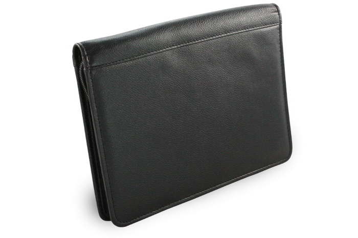 Čierna kožená zipsová spisovka A5 119-0275-60