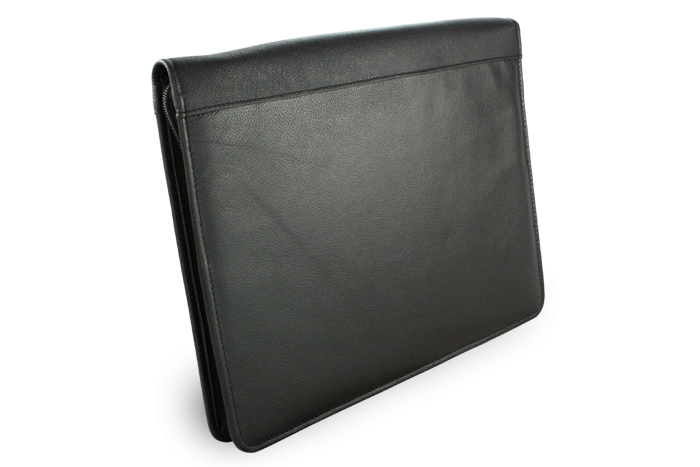 Čierna kožená zipsová spisovka A4 119-0325-60