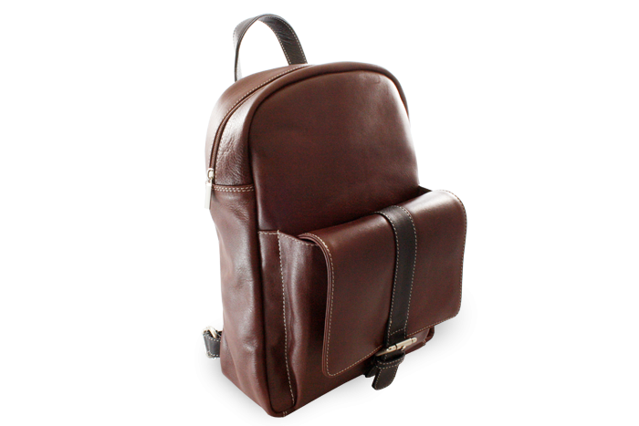 Hnedočierny kožený batoh 311-1717-40/60