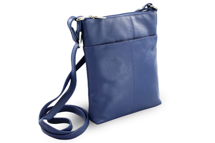 Modrá kožená zipsová kabelka 212-3013-97