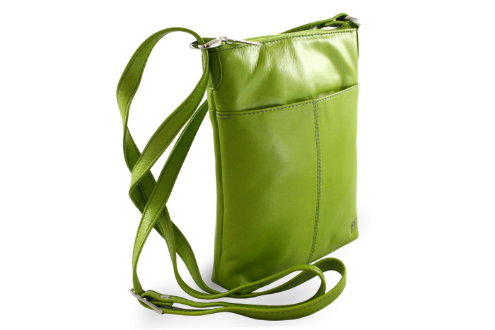 Zelená kožená zipsová kabelka 212-3013-51