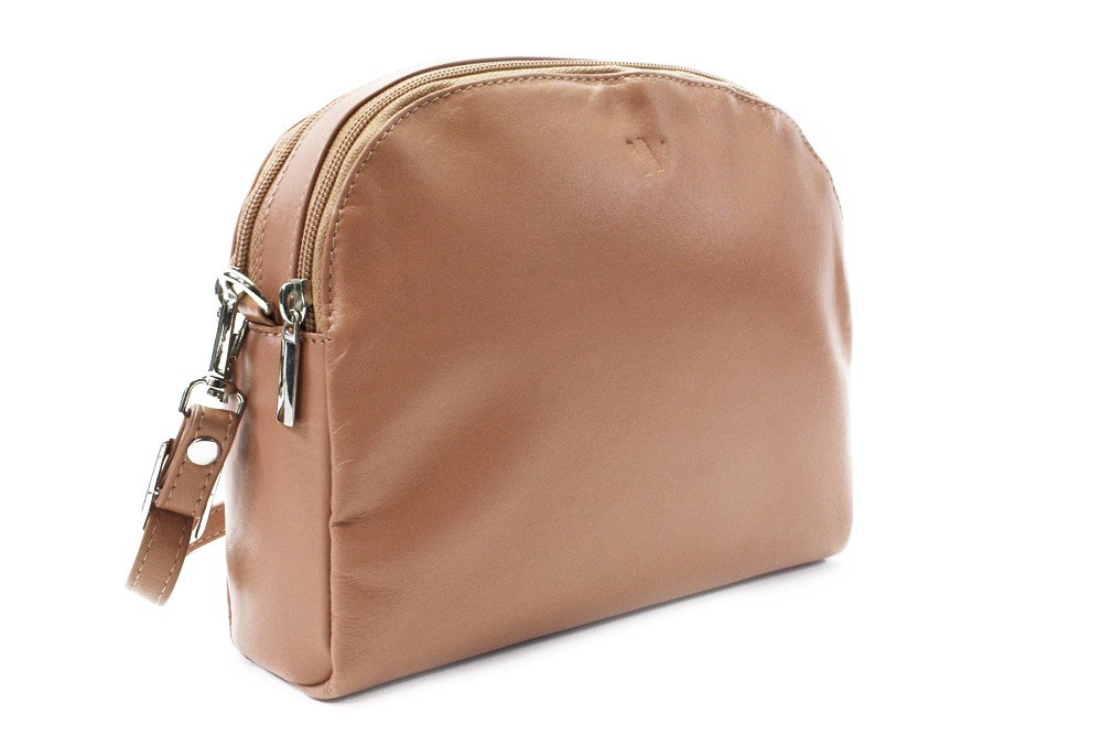 Béžová kožená zipsová kabelka 212-5684-82