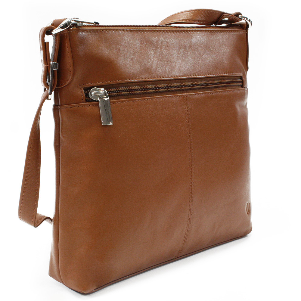 Hnedá kožená zipsová kabelka 212-3014-40