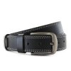 Šedočierny kožený pánsky opasok s dvojitým šitím 913-5004-2-60/20-9010-40 (Veľkosť 95 cm)