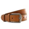 Svetlo hnedý kožený pánsky opasok s dvojitým šitím 913-5005-2-05/05-9012-40 (Veľkosť 85 cm)