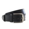 Čierny prešívaný kožený pánsky opasok 913-5001-1-60/60-9012-40 (Veľkosť 90 cm)