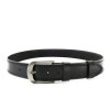 Čierny kožený pánsky opasok s dvojitým šitím 913-5002-2-60/60-9008-40 (Veľkosť 105 cm)