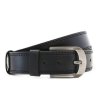 Čierny kožený pánsky opasok s dvojitým šitím 913-5002-2-60/60-9008-40 (Veľkosť 105 cm)