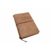 Prémiový kožený zápisník PUEBLO ve stylu Midori (Barva kůže Hořčicová, Formát/velikost Moleskine L (menší A5))