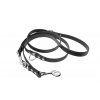 Kožené vodítko pro psa PŘEPÍNACÍ se dvěma karabinami ČERNÉ,  220cm