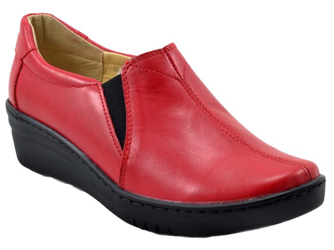 128 červené polobotky jarní na klínku