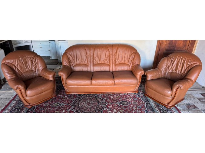 Kožená sedací souprava 3+1+1