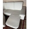 Luxusní moderní kožená sedací souprava ve tvaru U + křeslo, bílá