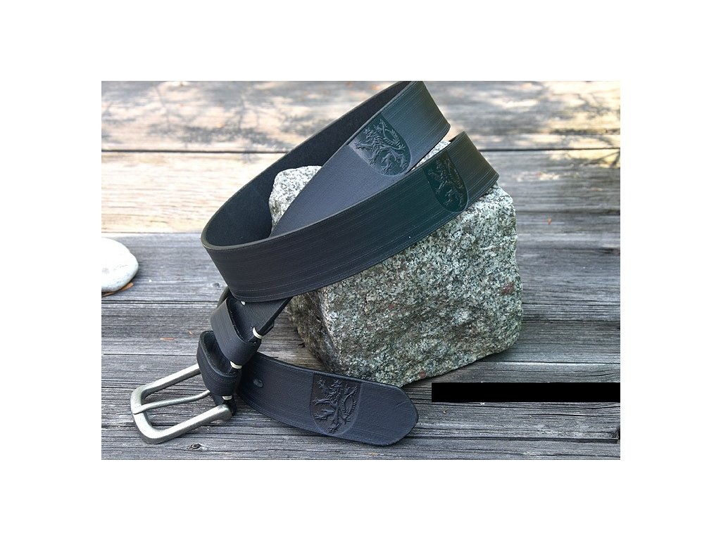 Bőr öv "Cseh oroszlán" - fekete
