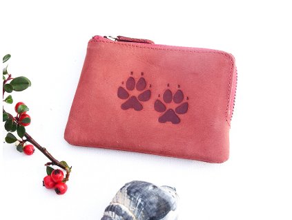 Minipeněženka  8888 "Psí stopy" červená