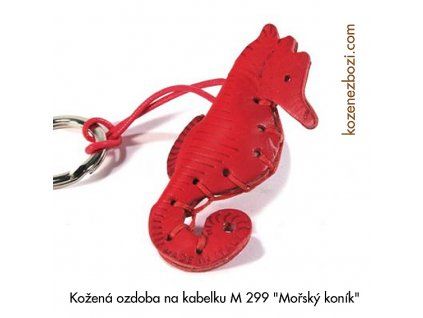 Bőr kulcsdísz "Piros csikóhal"
