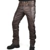Kalhoty CRUISON LACE JEANS BROWN - kožené šněrovací kalhoty