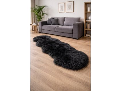 Ovčí kožešina double černá 180x65 cm