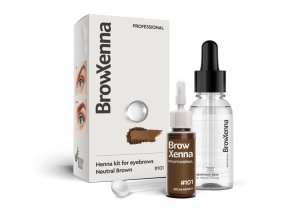 Brow Xenna Henna Kit for Eyebrows – Henna na obočí 10 ml + báze s kyselinou hyaluronovou 30 ml (Barvy Amber Concentrace)