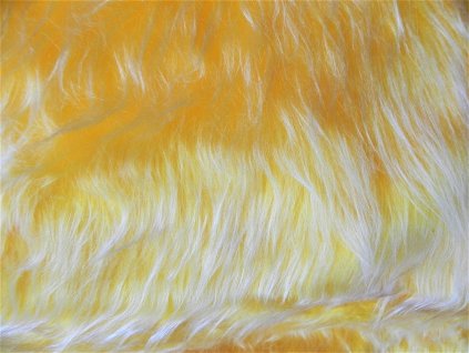 Umelá kožušina, žltý melír, 45 mm vlas