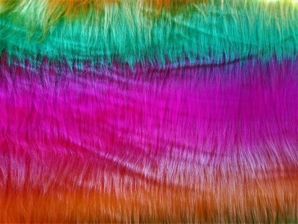 Umelá kožušina, viacfarebná, DÚHA, 45 mm vlas