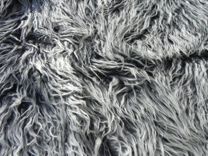 Umelá kožušina, šedobiela, LAMA, 50 mm vlas