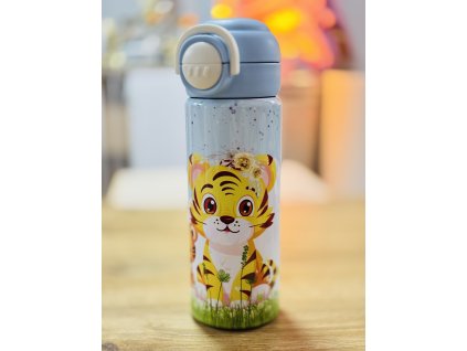 Dětská termoska s brčkem i pítkem - 530ml -  tygřík